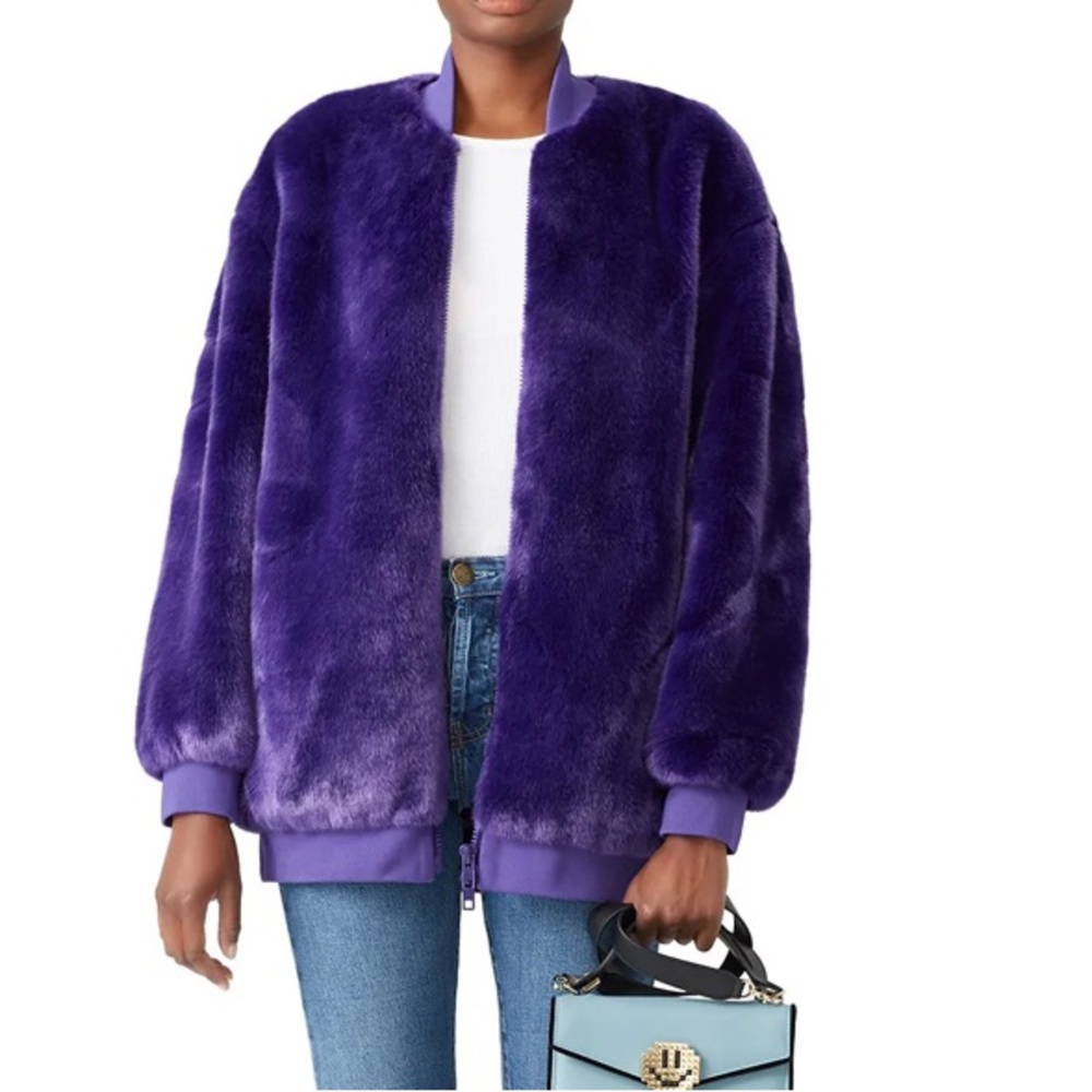 Tibi Purple Lux Faux Fur Jacket-Sz L